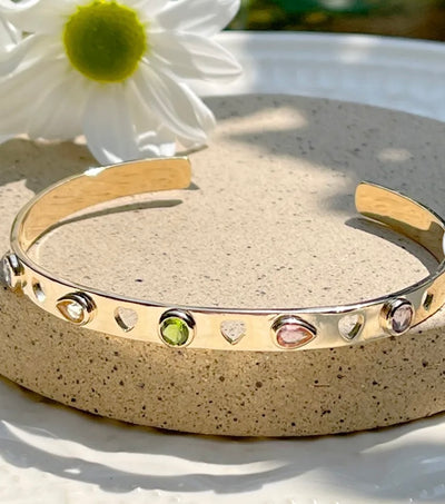 Bracelete Ajustável Coração Vazado Zircônias Colors